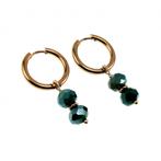 Ø18mm Oorbellen Dames Verguld RVS Oorringen Groen Kristallen, Sieraden, Tassen en Uiterlijk, Oorbellen, Met kristal, Overige materialen