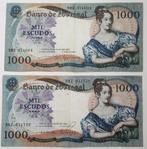 Portugal 1000 Escudos 1967 twee bankbiljetten. 1967-19-05, Ophalen of Verzenden, Overige landen