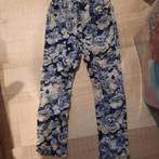 Broek blauw print 104, Meisje, Ophalen of Verzenden, Broek, Zo goed als nieuw