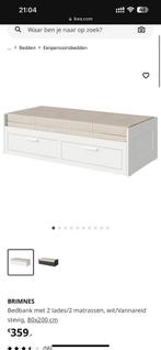 Bedbank met twee lades, Huis en Inrichting, Slaapkamer | Bedden, Ophalen, Verstelbaar, Eenpersoons, Wit