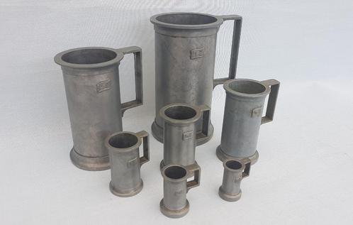 7 Tinnen kannen / maatkannen / maatbekers - Peltrato, Antiek en Kunst, Antiek | Tin, Ophalen of Verzenden