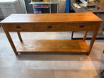 Vintage houten haltafel sidetable met 3 lades, Ophalen, Gebruikt, 100 tot 150 cm, Teakhout