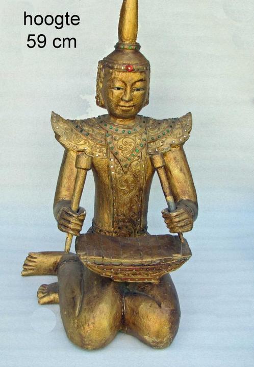 Houten beeld van een xylofoon speler in gamelan orkest  59cm, Antiek en Kunst, Kunst | Beelden en Houtsnijwerken, Ophalen of Verzenden