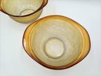 2 Vintage amber glazen schaaltjes. Arcoroc Sierra, Ophalen of Verzenden