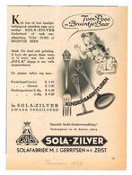 TOM POES EN BRUINTJE BEER - SOLA  ADV. UIT TIJDSCHRIFT 1949, Ophalen of Verzenden, Gebruikt