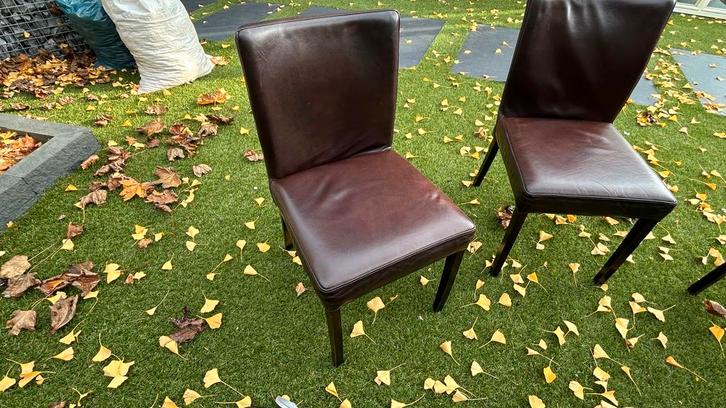 Gebruikte Leren Eetkamerstoelen, Antiek en Kunst, Antiek | Meubels | Stoelen en Banken, Ophalen