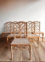 6 Faux Bamboo Chipoendale stoeken vintage, Ophalen, Bruin, ?, Vijf, Zes of meer stoelen