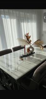 Moderne Eettafel met Marmerlook Blad, Antiek en Kunst, Antiek | Meubels | Tafels, Ophalen