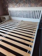 Wit Ikea IDANÄS bedframe 180x200+IKEA LINDBÅDEN lattenbodem, Ophalen, Wit, Tweepersoons, Zo goed als nieuw