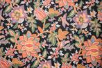 Coupon 100% katoen stof - zwart rood bloemen vogel #4147, Hobby en Vrije tijd, Stoffen en Lappen, 120 cm of meer, Zwart, Ophalen of Verzenden