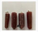 4 x edelsteen aardbeienkwarts hanger, 3-4 cm, prijs per stuk, Nieuw, Ophalen of Verzenden, X, X