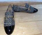 Louis Féraud loafers maat 41 zwart wit tweed lakleer goud, Verzenden, Zo goed als nieuw, Louis Feraud, Instappers