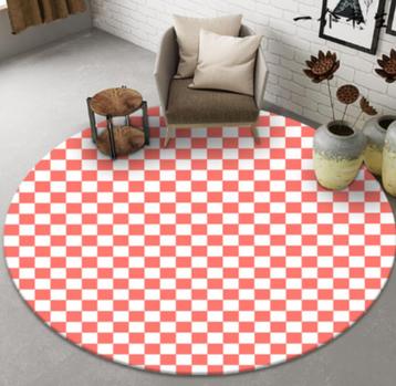 Roze Wit Geblokt Rond Vloerkleed / Dambord Kleed Tapijt Mat beschikbaar voor biedingen