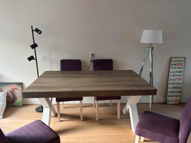 Eettafelset + salon- en bijzettafel Leen Bakker, Huis en Inrichting, Tafels | Eettafels, Gebruikt, 100 tot 150 cm, 150 tot 200 cm