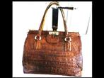 Prachtige VINTAGE Handgemaakte BRUIN HANDTAS KROKODILLENLEER, Verzenden, Zo goed als nieuw, Bruin, Handtas