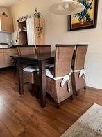 Eethoek met 4 stoelen met uitschuifblad, Gebruikt, Eikenhout, Vier personen, Rechthoekig