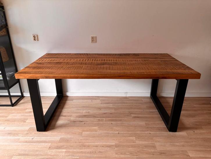 mangohout eettafel.., Huis en Inrichting, Tafels | Eettafels, Zo goed als nieuw, 50 tot 100 cm, 200 cm of meer, Rechthoekig, Ophalen