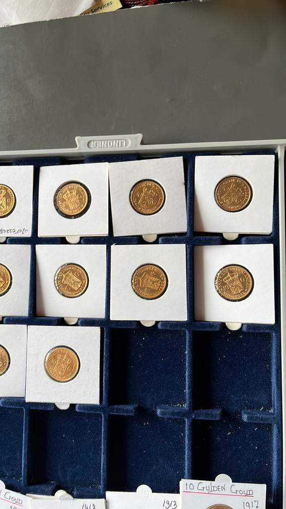 Gouden tientjes, Postzegels en Munten, Munten | Nederland, Setje, 10 gulden, Koning Willem III, Goud, Ophalen of Verzenden