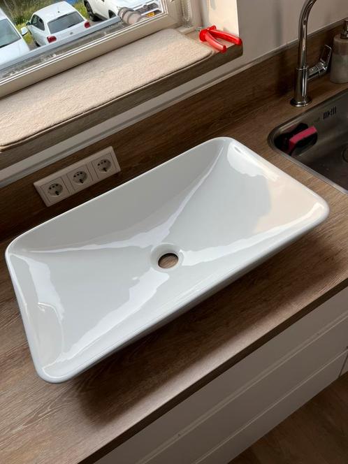 Waskom, wit afgerond rechthoekig, Huis en Inrichting, Badkamer | Badkamermeubels, Zo goed als nieuw, Minder dan 100 cm, 25 tot 50 cm