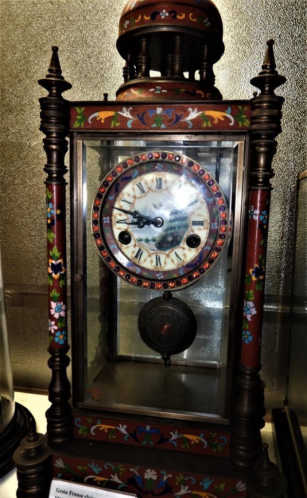 Fraaie grote antieke Franse cloisonné klok, Antiek en Kunst, Antiek | Klokken, Ophalen