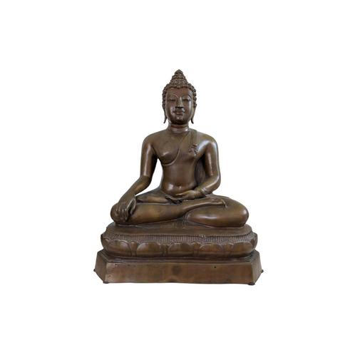 Antiek vuurverguld bronzen Boeddhabeeld – 49 cm – Thailand c, Huis en Inrichting, Woonaccessoires | Boeddhabeelden, Gebruikt, Ophalen of Verzenden