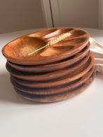 Fondueborden teakhout borden vintage 6 stuks, Overige materialen, Gebruikt, Ophalen of Verzenden, Bord(en)