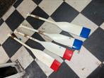 Roeispanen hout 2 rood/wit en 2 blauw/wit, Ophalen, Zo goed als nieuw