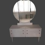 Vintage witte kaptafel met drieluik spiegel, Ophalen
