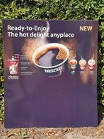 Metalen Nescafe zijplaat voor een vliegtuigtrolley 90x74 cm, Ophalen, Zo goed als nieuw, Reclamebord