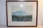 Aquarel landschap rijstvelden sawa's Indonesie Indie Rudy, Ophalen of Verzenden