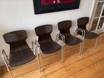 4 pagholz stoelen met leuning, vintage conditie, Huis en Inrichting, Stoelen, Metaal, Vier, Gebruikt, Bruin