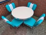 FIFTIES SIXTIES BEL AIR DINER STOELEN MET TAFEL  AMERIKAANS, Huis en Inrichting, Stoelen, Ophalen, Blauw, Vier, Metaal