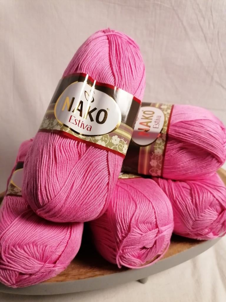 Nako Estiva garen in roze - pak van 5 bollen, Ophalen of Verzenden, Nieuw, Breien of Haken, Wol of Garen