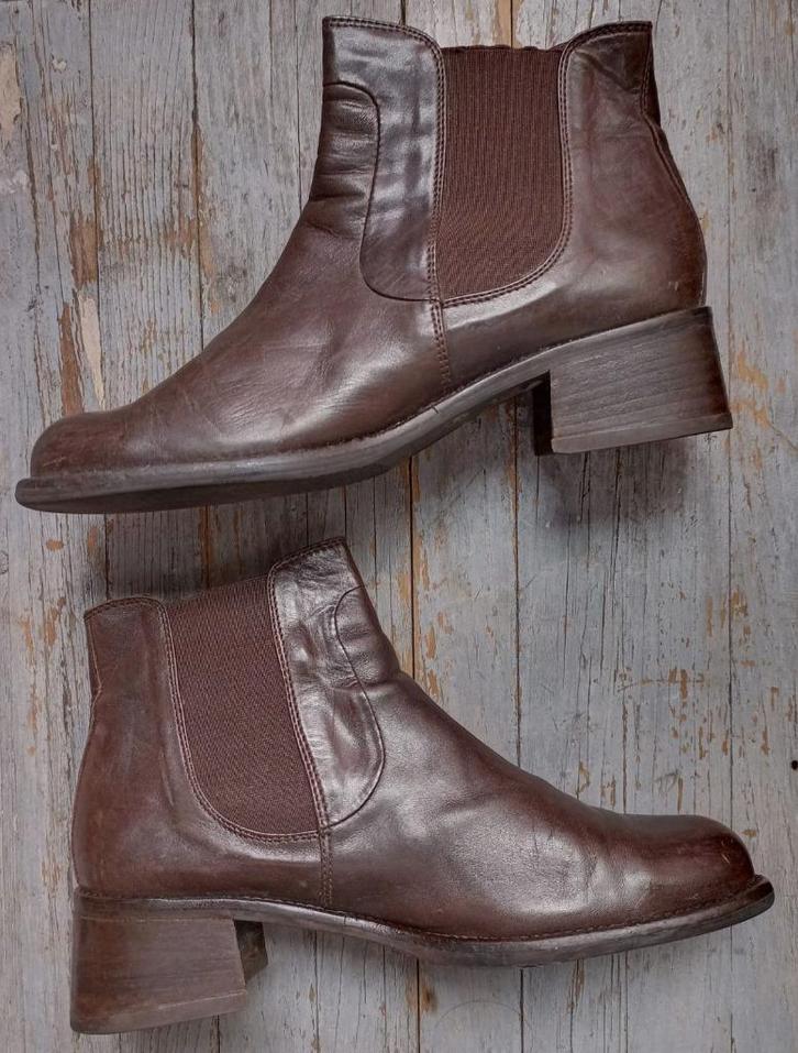 Manfield enkellaarsjes, chelsea boots bruin leer 38.5, 38, Kleding | Dames, Schoenen, Gedragen, Lage of Enkellaarzen, Bruin, Ophalen of Verzenden