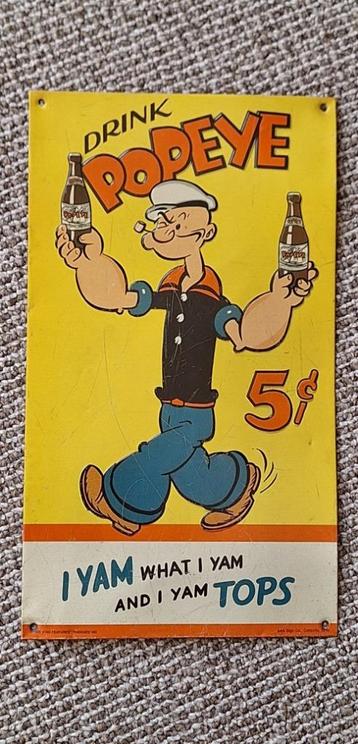 Vintage USA tinplate, tin sign, reclamebord van Popeye beschikbaar voor biedingen