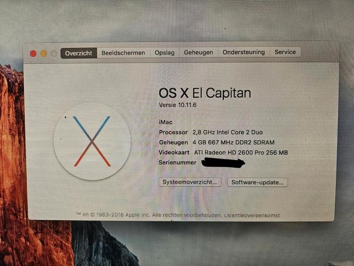 iMac 24-inch, Computers en Software, Apple Desktops, Gebruikt, iMac, HDD, 2 tot 3 Ghz, 4 GB, Ophalen