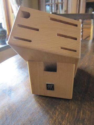 Zwilling houten messingblok - voor 6 messen en wetstaal beschikbaar voor biedingen