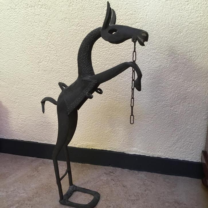 Benin Brons Paard - Handgemaakt Nigeriaans Kunst, Antiek en Kunst, Kunst | Beelden en Houtsnijwerken, Ophalen