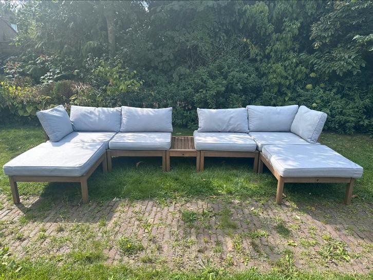 Loungeset Orleans met Brest kussens, Tuin en Terras, Tuinsets en Loungesets, Gebruikt, Loungeset, Hout, 6 zitplaatsen, Bank, Ophalen