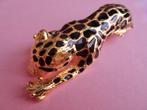 jwg XL Grote vintage 70s 80s panter luipaard kat broche goud, Verzenden, Overige materialen, Broche, Verguld