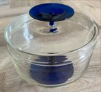 Vintage Glazen Pot met Blauw Deksel - Royal Leerdam, Ophalen of Verzenden