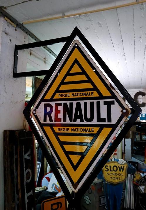 Emaillebord Renault reclamebord dubbelzijdig, Verzamelen, Merken en Reclamevoorwerpen, Gebruikt, Reclamebord, Ophalen
