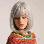 P20 8 Inch Schattige Grey Korte Rechte Synthetische Pruik pr, Ophalen of Verzenden, Nieuw, Pruik of Haarverlenging