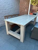 Robuuste eettafel / tuintafel 6p op maat gemaakt steigerhout, Ophalen, Gebruikt, Rechthoekig, Hout
