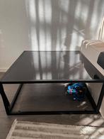 Zwarte strakke salontafel glas/metaal 80x80 cm, Ophalen, Gebruikt, 50 tot 100 cm, Glas
