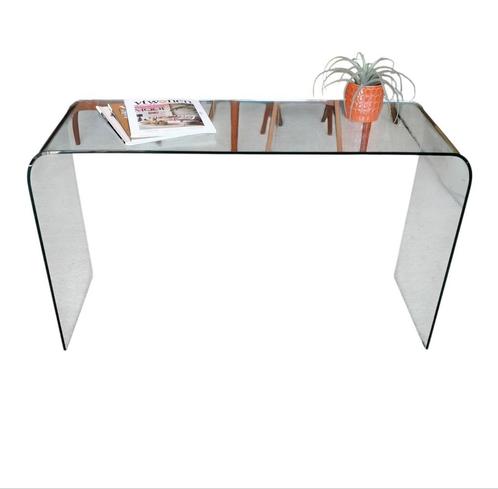 Glazen design sidetable, console Fiam stijl, Huis en Inrichting, Tafels | Sidetables, Zo goed als nieuw, 25 tot 50 cm, 100 tot 150 cm