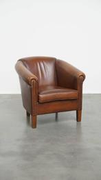 Stijlvolle bruine rundleren clubfauteuil in Engelse stijl, Huis en Inrichting, Fauteuils, Ophalen, Gebruikt, ., Engels, Klassiek