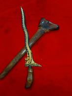 Antieke Keris Madura Naga Liong 5 Luk Kinatah Goud SVF68, Verzenden