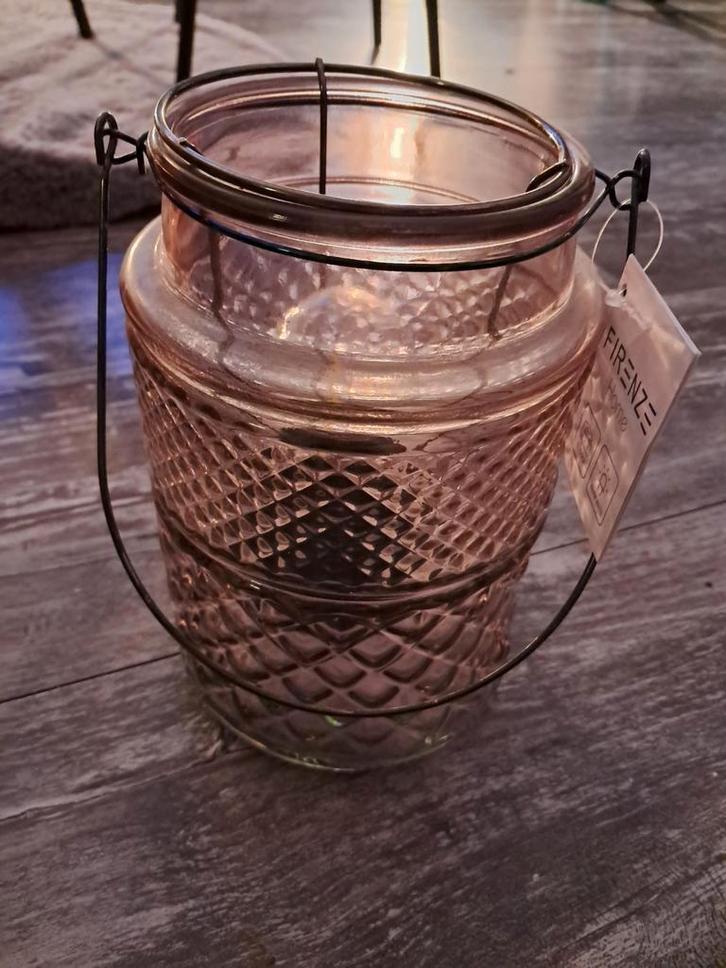 Nieuwe sfeervolle lamp op batterijen, Huis en Inrichting, Woonaccessoires | Schalen en Manden, Nieuw, Schaal, Rond, Glas, Ophalen of Verzenden