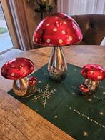 3 paddestoelen rood/oud-zilver, Ophalen of Verzenden
